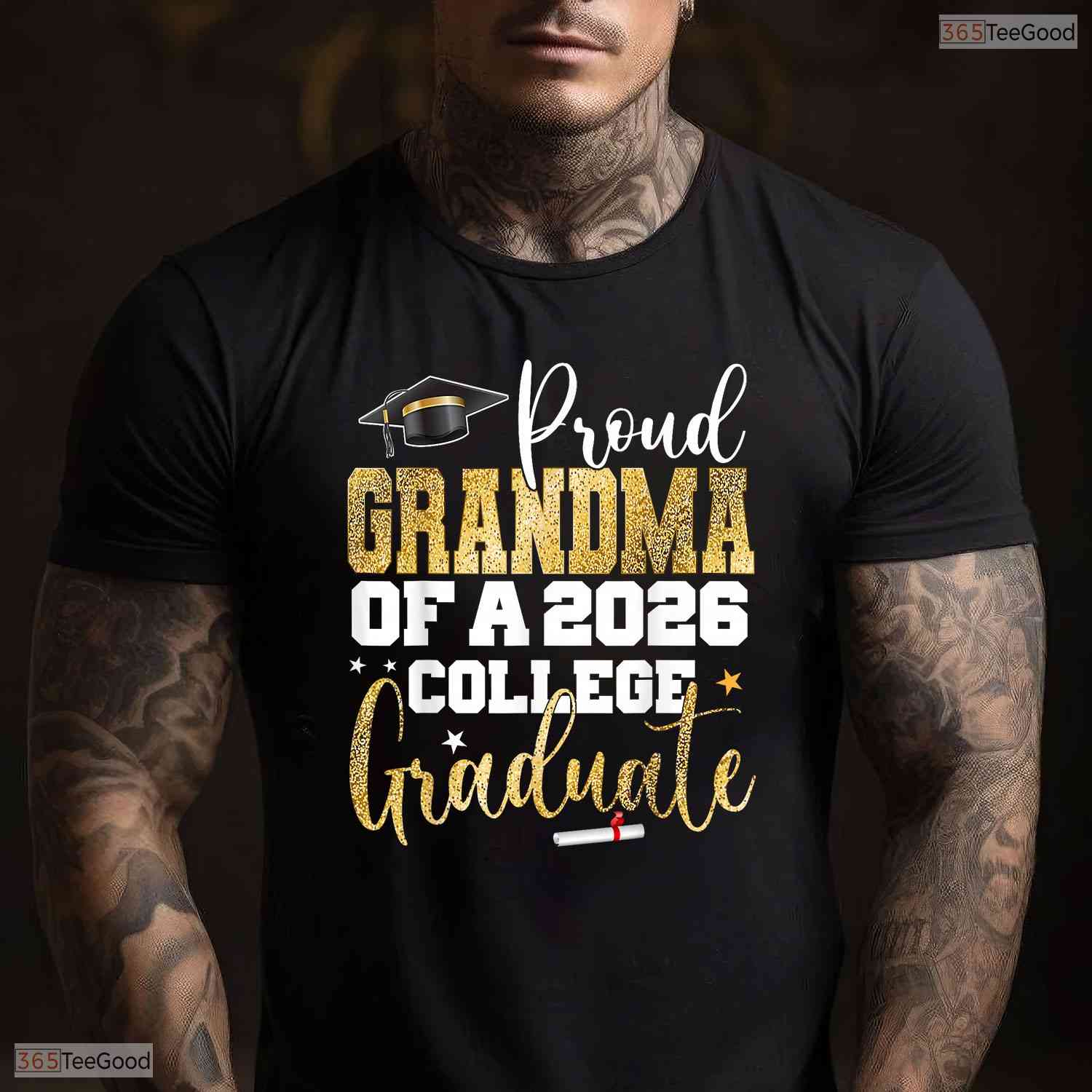 Blessed Proud Grandma Of 2026 Graduate College Graduation Party Day T-Shirt