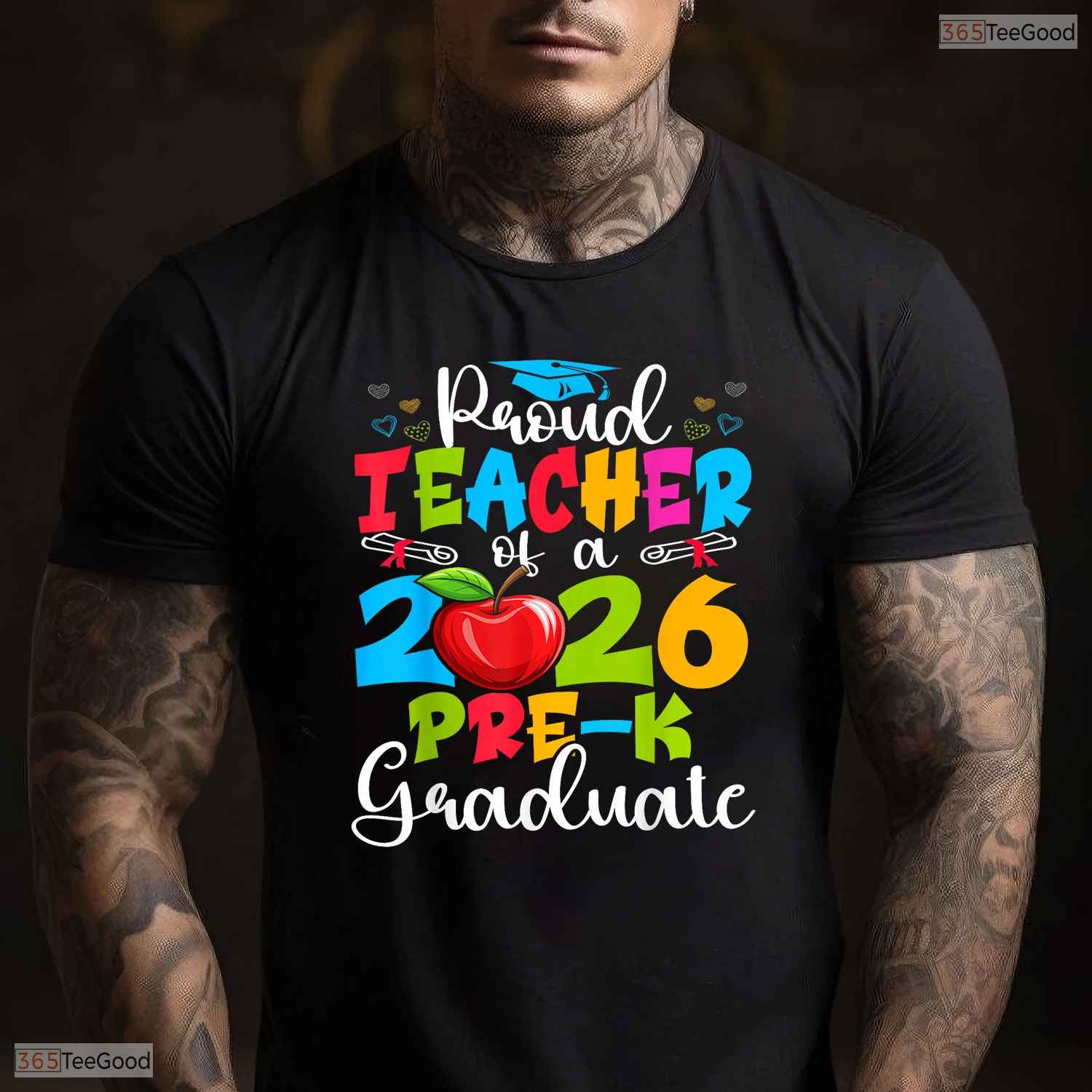 Awesome Proud Teacher Of A 2026 Pre-K Graduate Funny Class Party T-Shirt