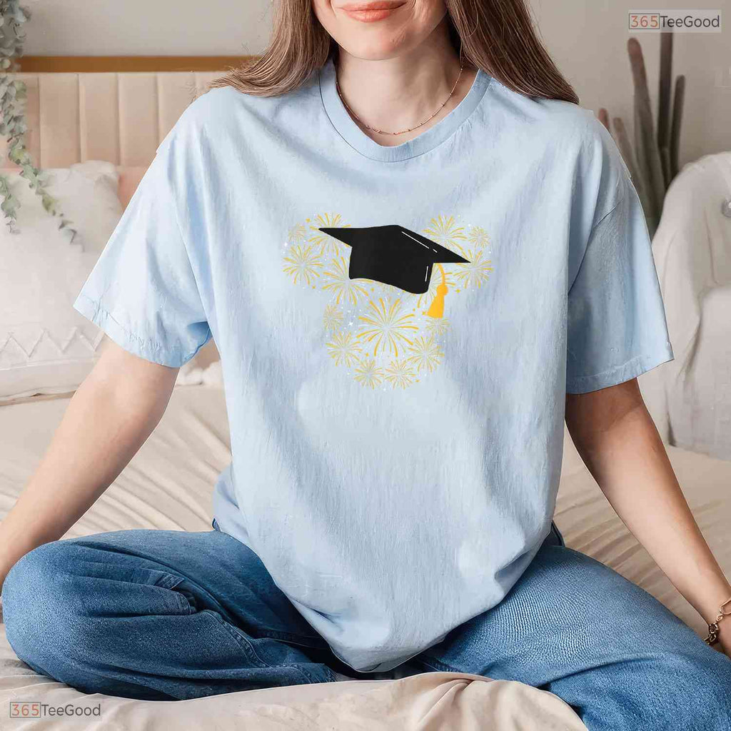 Magical Fireworks Graduated Theme Class Of 2026 Senior Celebration T-Shirt