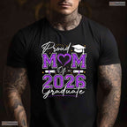 Awesome Proud Mom Of A 2026 Graduate Senior 2026 Purple Gold Vibes T-Shirt