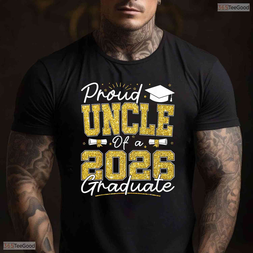 Supportive Proud Uncle Of A 2026 Graduate Senior 2026 Grad Family T-Shirt