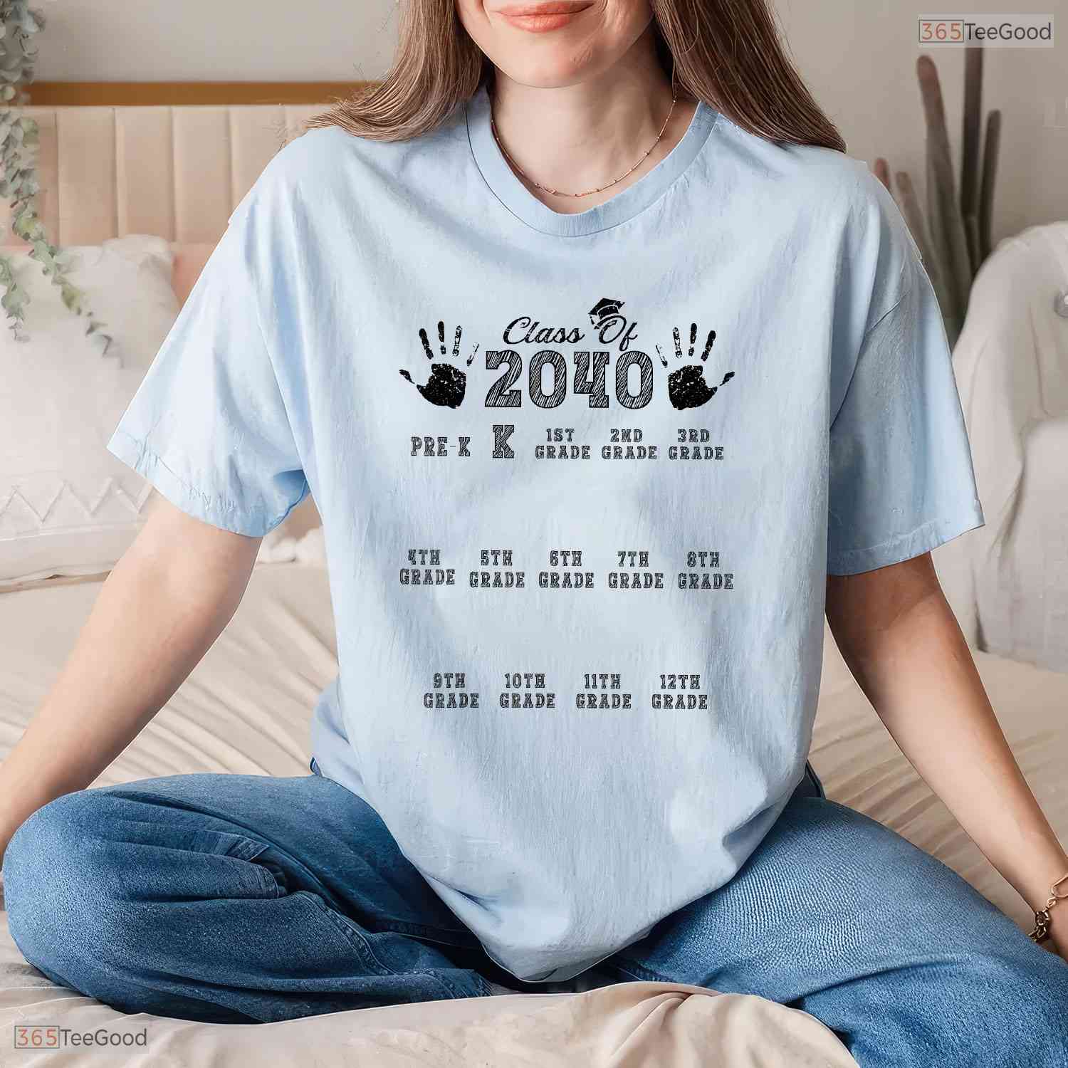 Awesome Class Of 2040 Grow With Me Handprint Kindergarten Pre-K T-Shirt