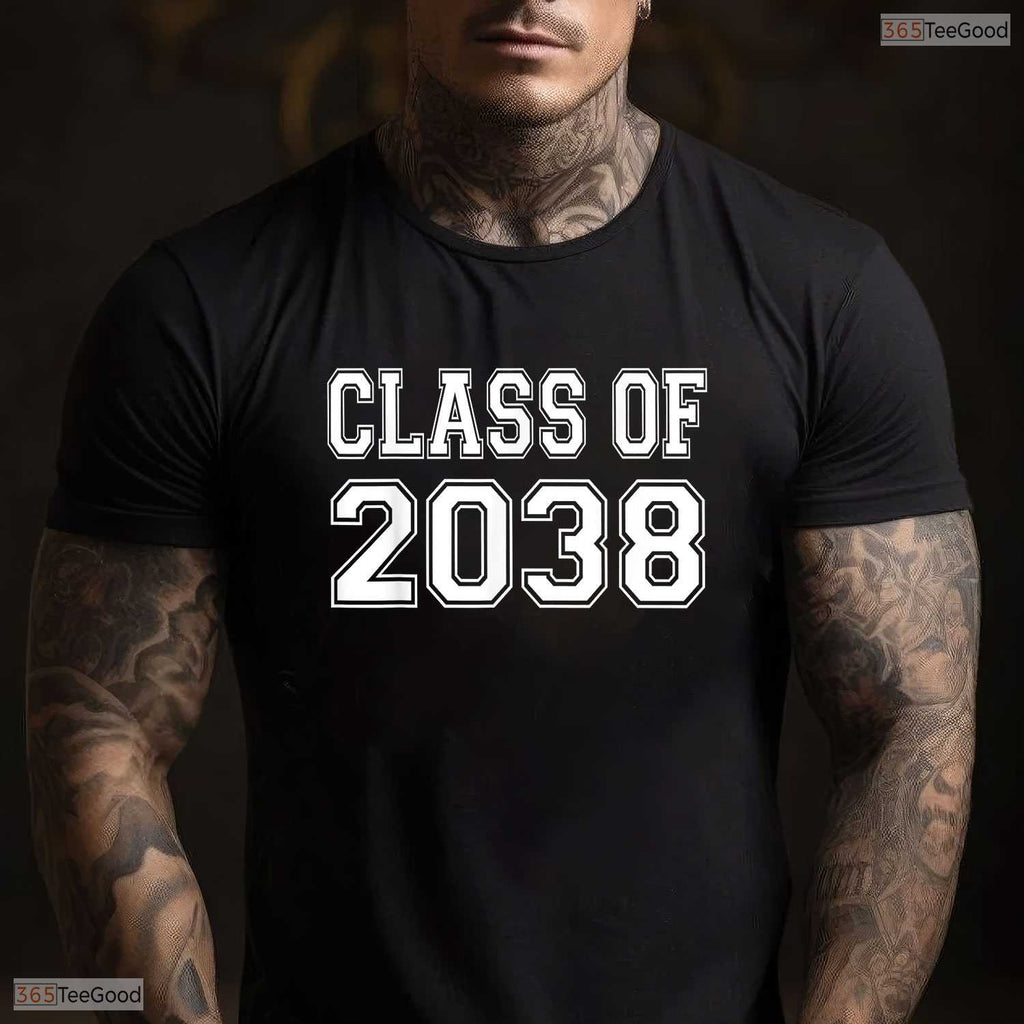 Awesome Class Of 2038 Grow With Me Handprint Photo Graduation Kids T-Shirt