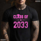 Cute Class Of 2033 Future Graduate Pink Girls School Graduation T-Shirt