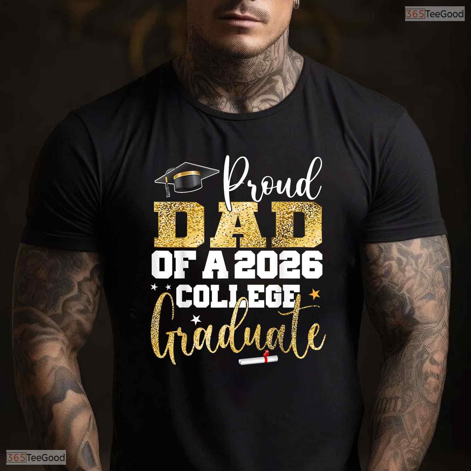 Supportive Proud Dad Of 2026 Graduate College Graduation Party T-Shirt