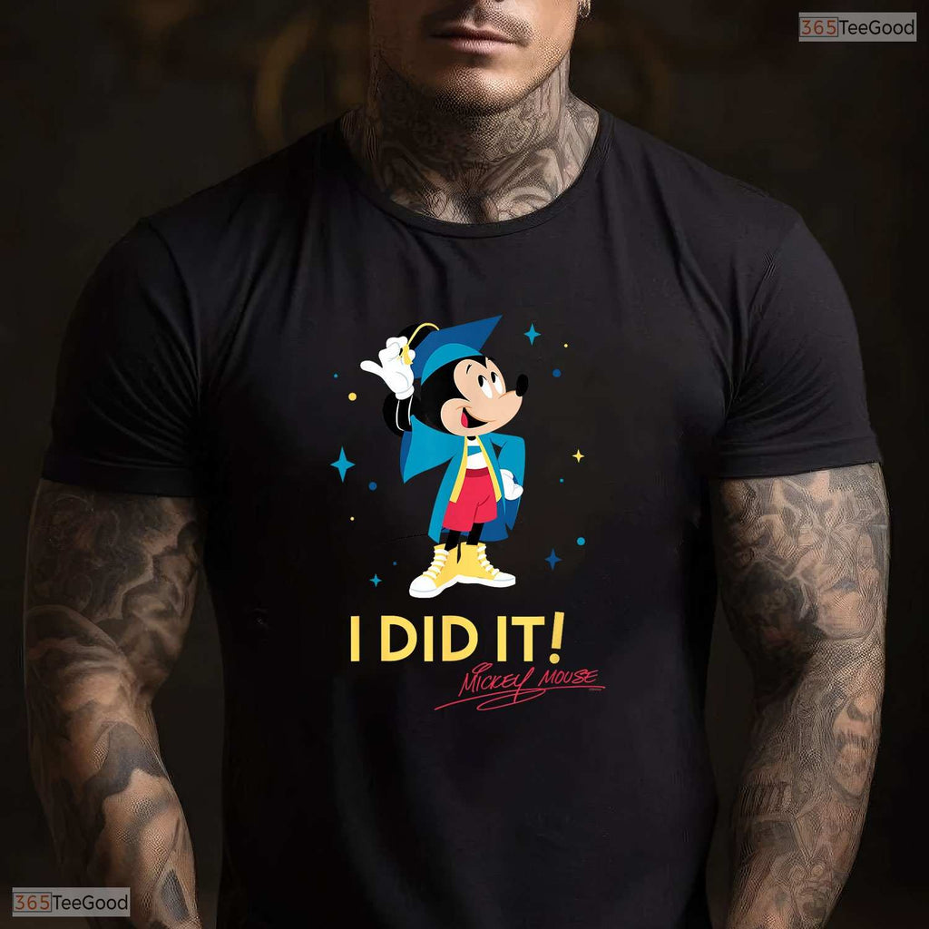 Cute Cartoon Mouse I Did It Graduation Cap And Gown Celebration T-Shirt