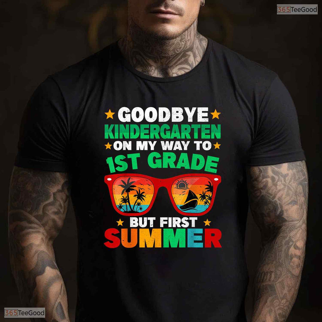 Hello Summer Goodbye Kindergarten First Summer Graduation Last Day Boys Shirt