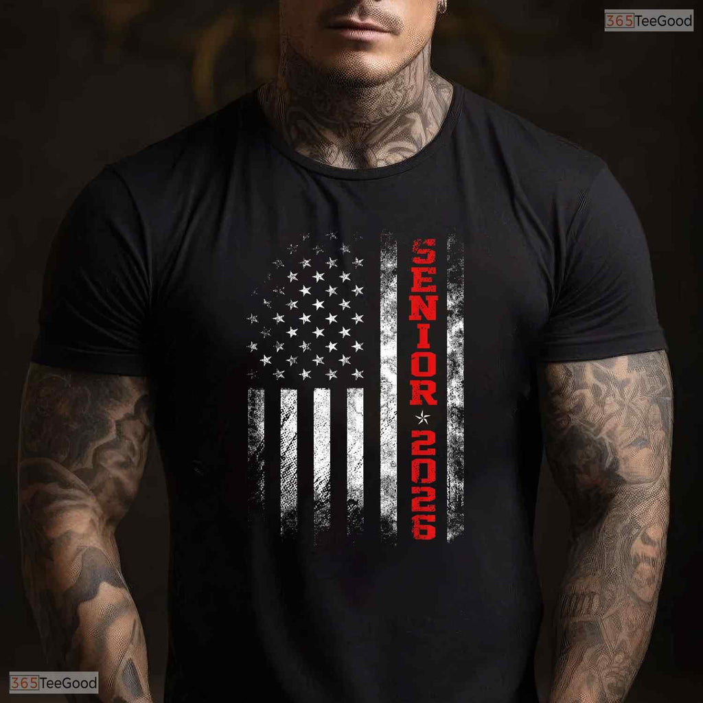 Patriotic Senior Year 2026 American Flag USA Graduation Class Of 2026 T-Shirt