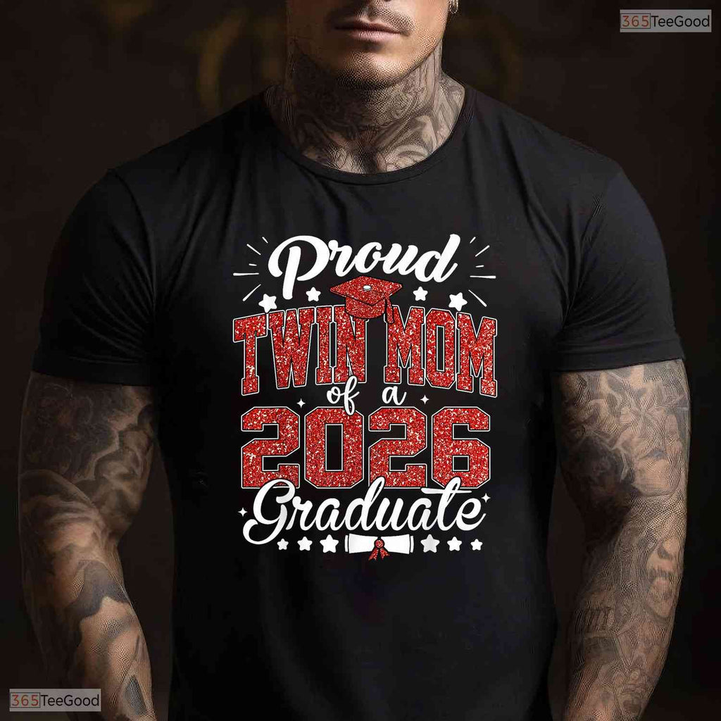 Awesome Proud Twin Mom Of A Class Of 2026 Graduate Senior Grad Family Party T-Shirt