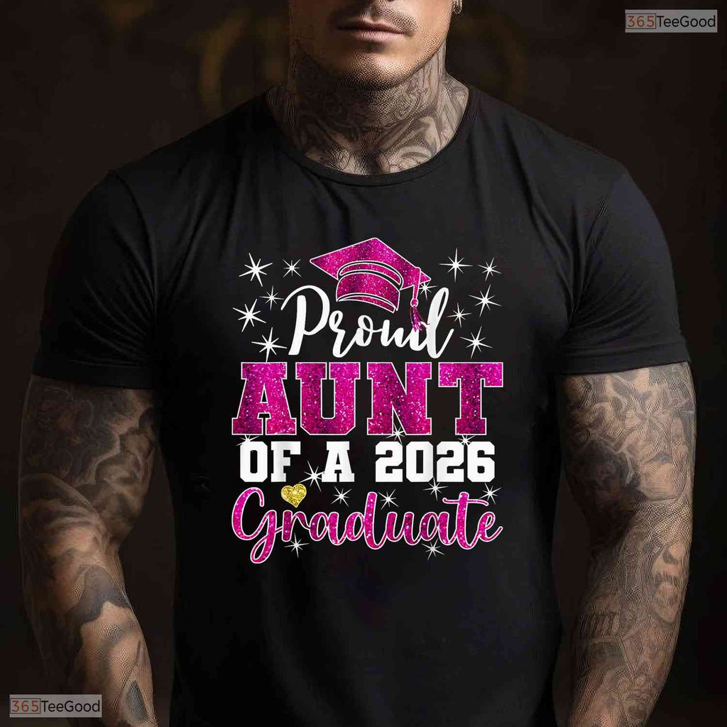 Awesome Super Proud Aunt Of 2026 Graduate Senior Graduation Family Party T-Shirt