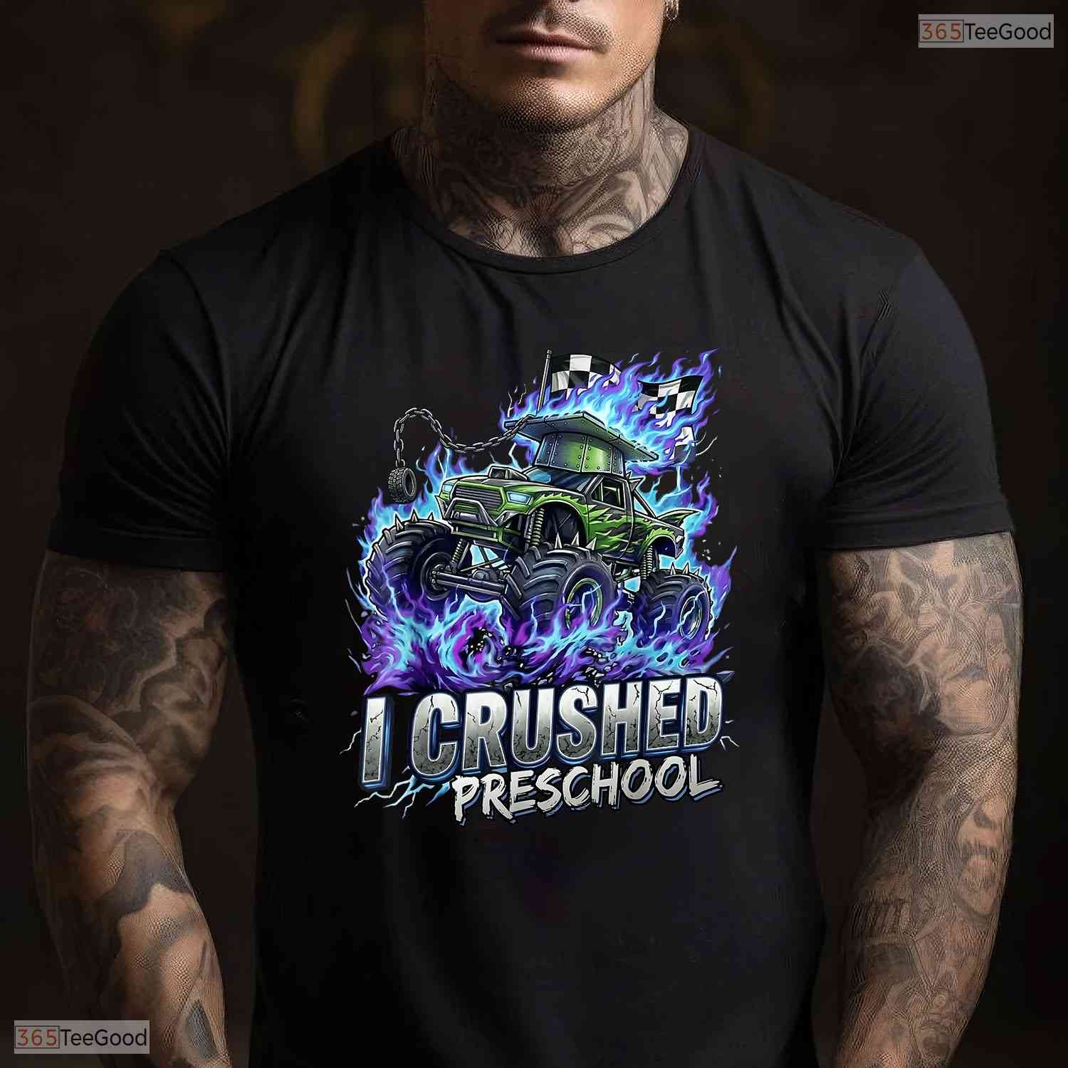 Fun I Crushed Preschool Graduation 2026 Big Truck Preschool Boys Party T-Shirt