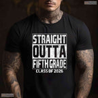 Cool Straight Outta Fifth Grade Graduation Class 2026 5th Grade Party T-Shirt
