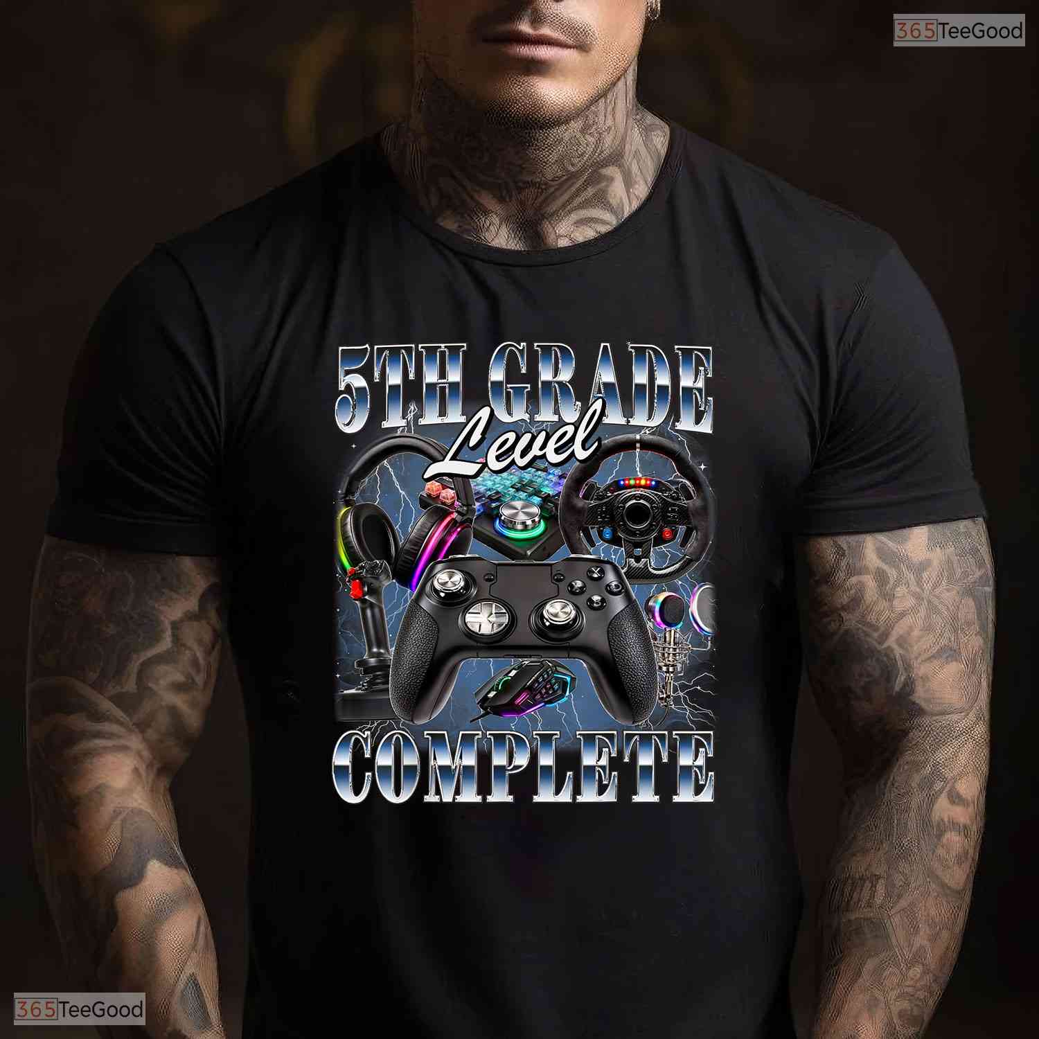 Video Gamer 5th Grade Level Complete Graduation Fifth Graders Boy Party T-Shirt
