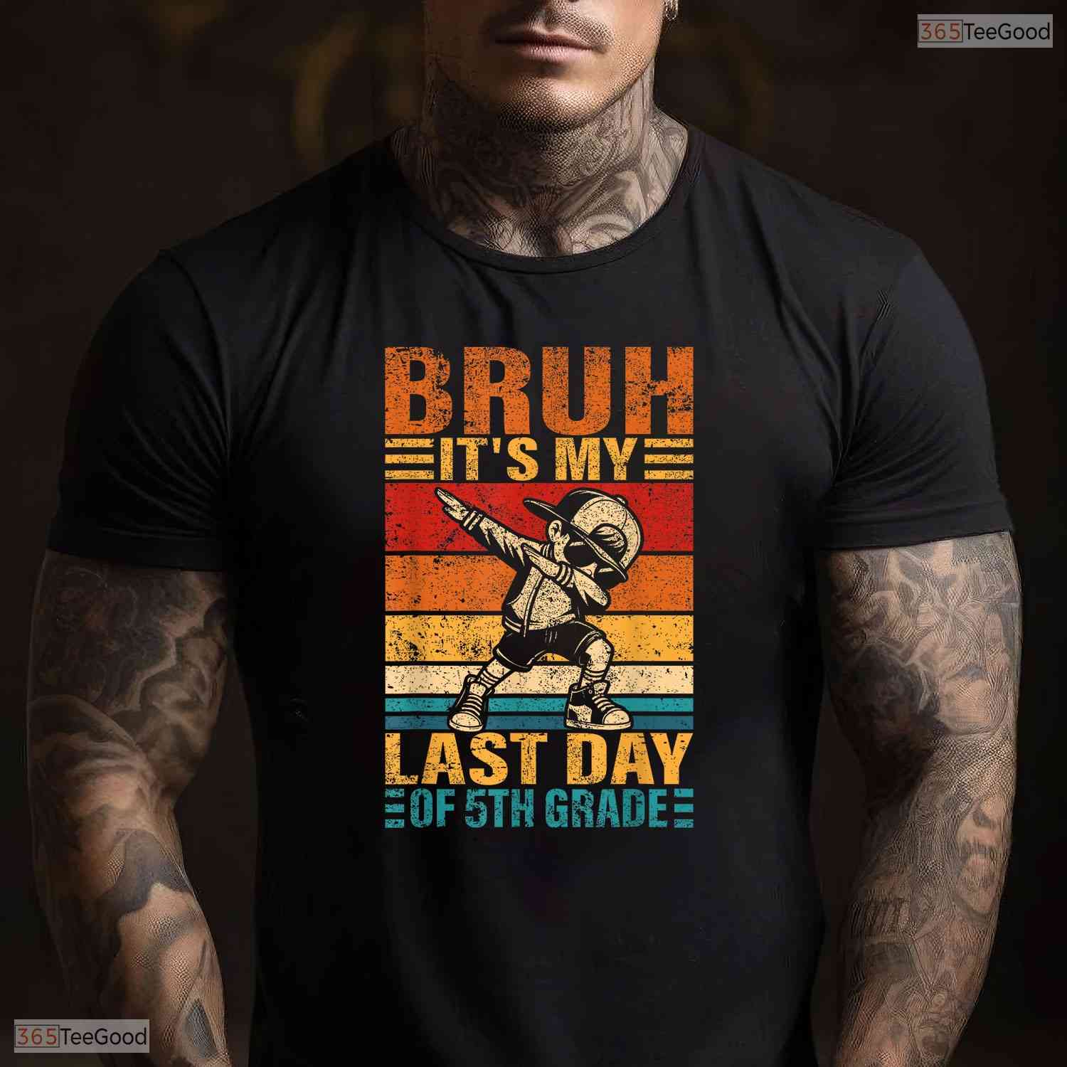Funny Fifth Grade Dabbing Boy Bruh It Is My Last Day Of 5th Grade Graduation T-Shirt