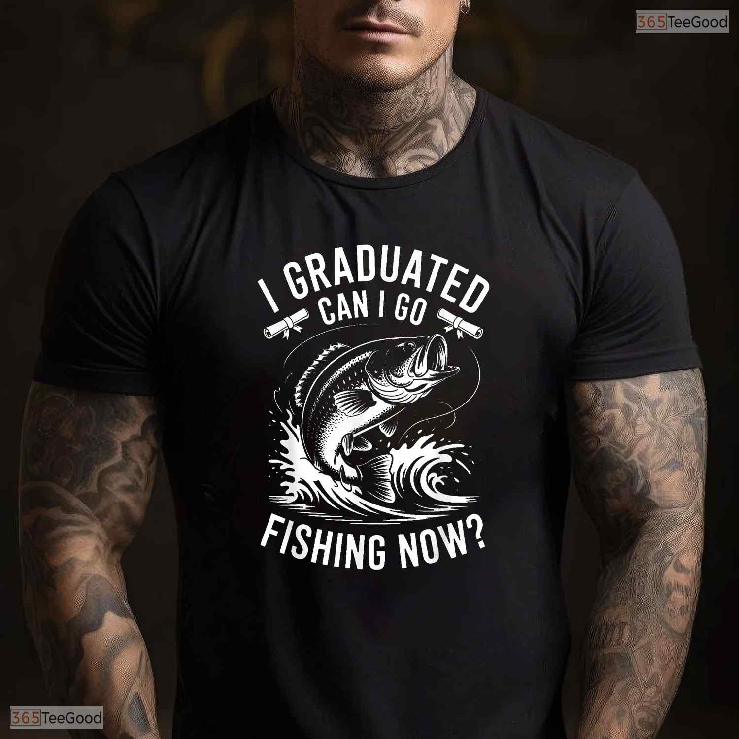 Humorous Graduated Can I Go Fishing Now Funny Graduation Fishing Outdoor Hobby T-Shirt