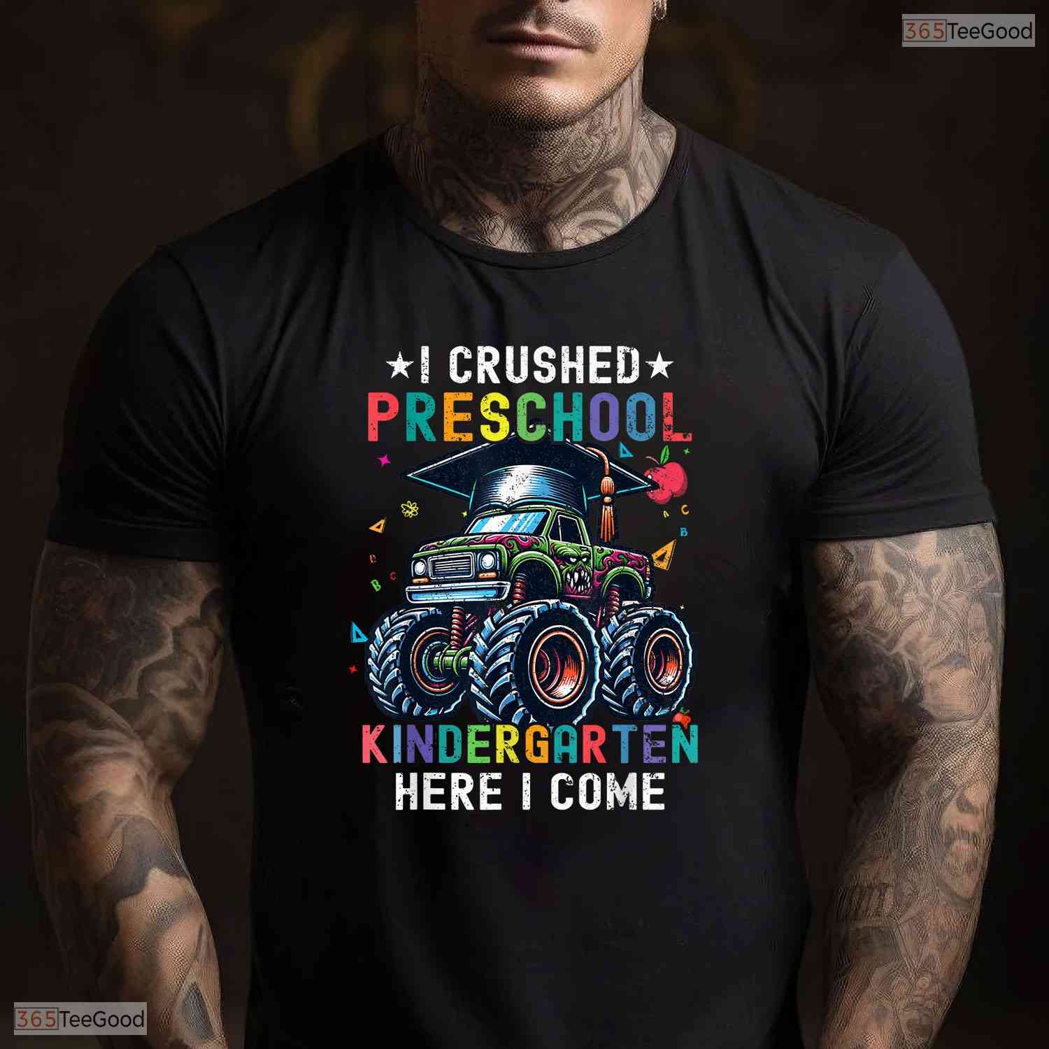 Epic I Crushed Preschool Kindergarten Here I Come Big Truck Graduation Boys T-Shirt