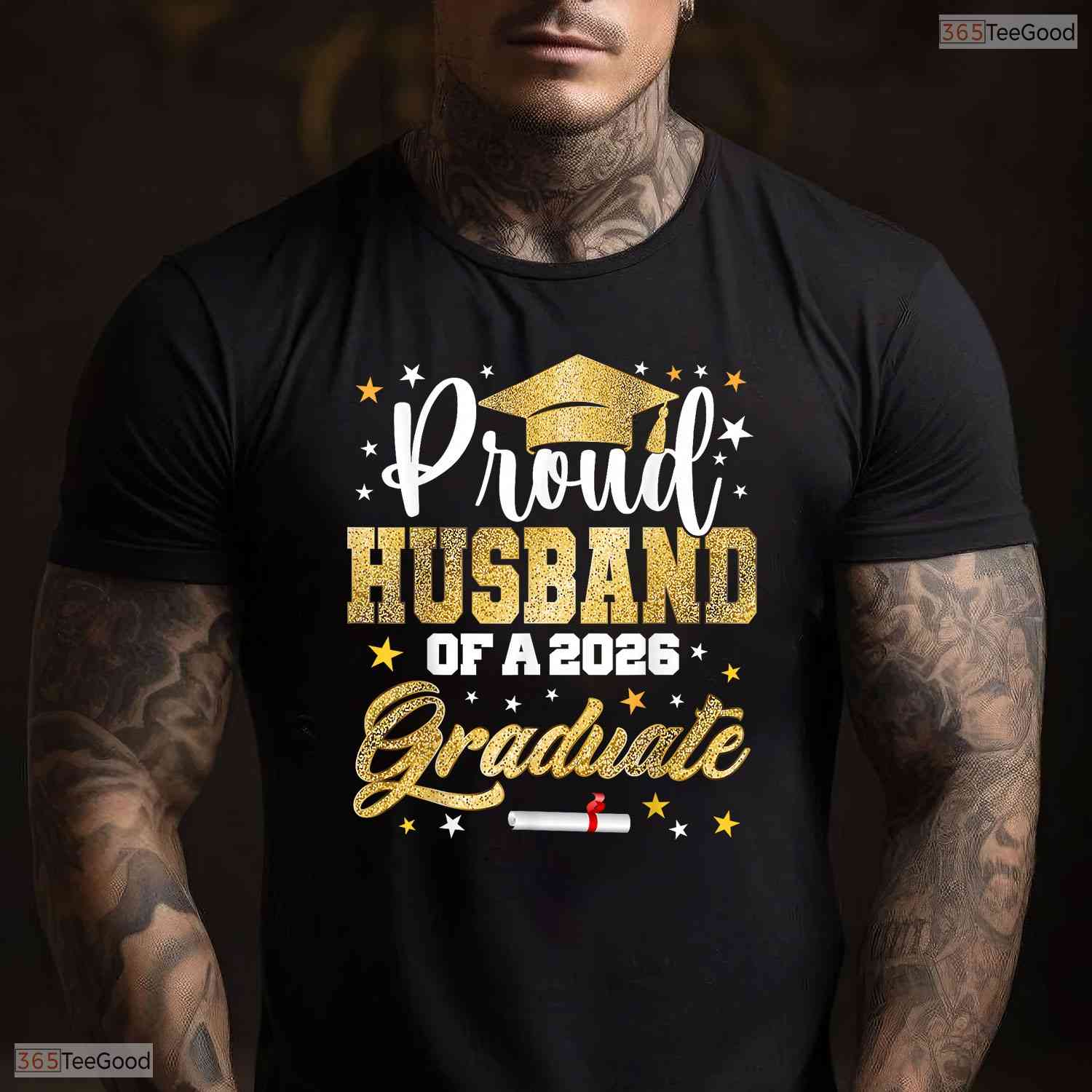 Proud Husband Of A 2026 Graduate Awesome College University Family Matching Shirt