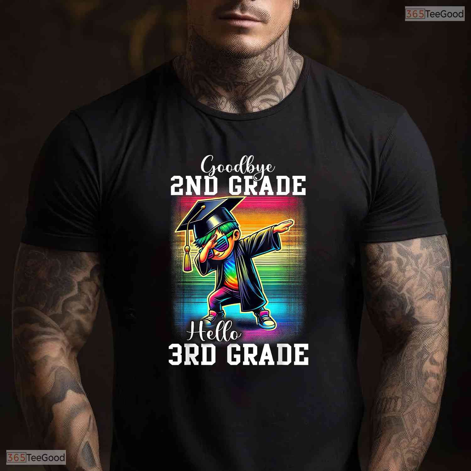 Goodbye 2nd Grade Hello 3rd Grade Dabbing Boy Colorful Last Day Of School T-Shirt