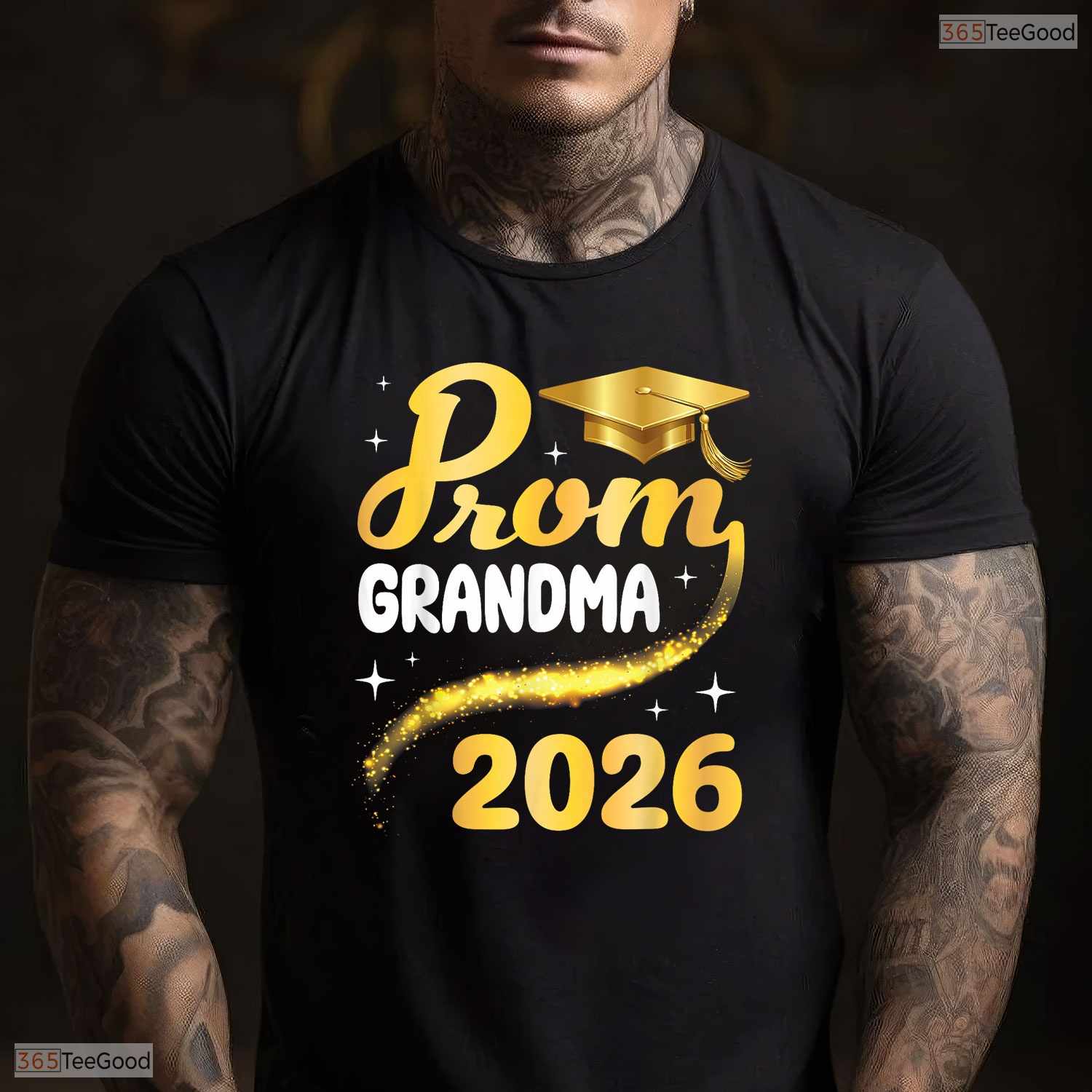 Proud Grandma Of A 2026 Senior Graduate High School Gold Cap Celebration T-Shirt