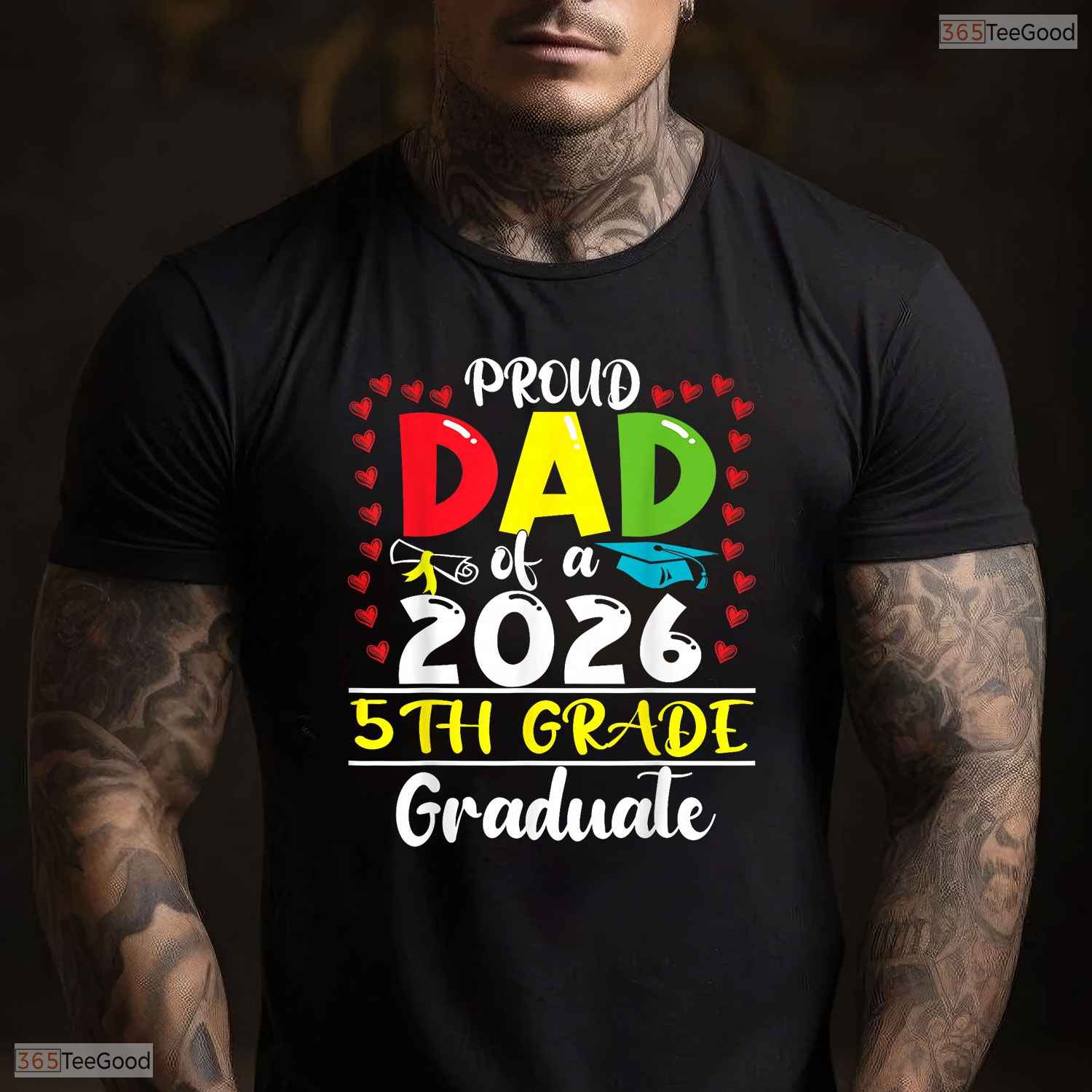 Funny Proud Dad Of A Class Of 2026 5th Grade Graduate Elementary Ceremony T-Shirt