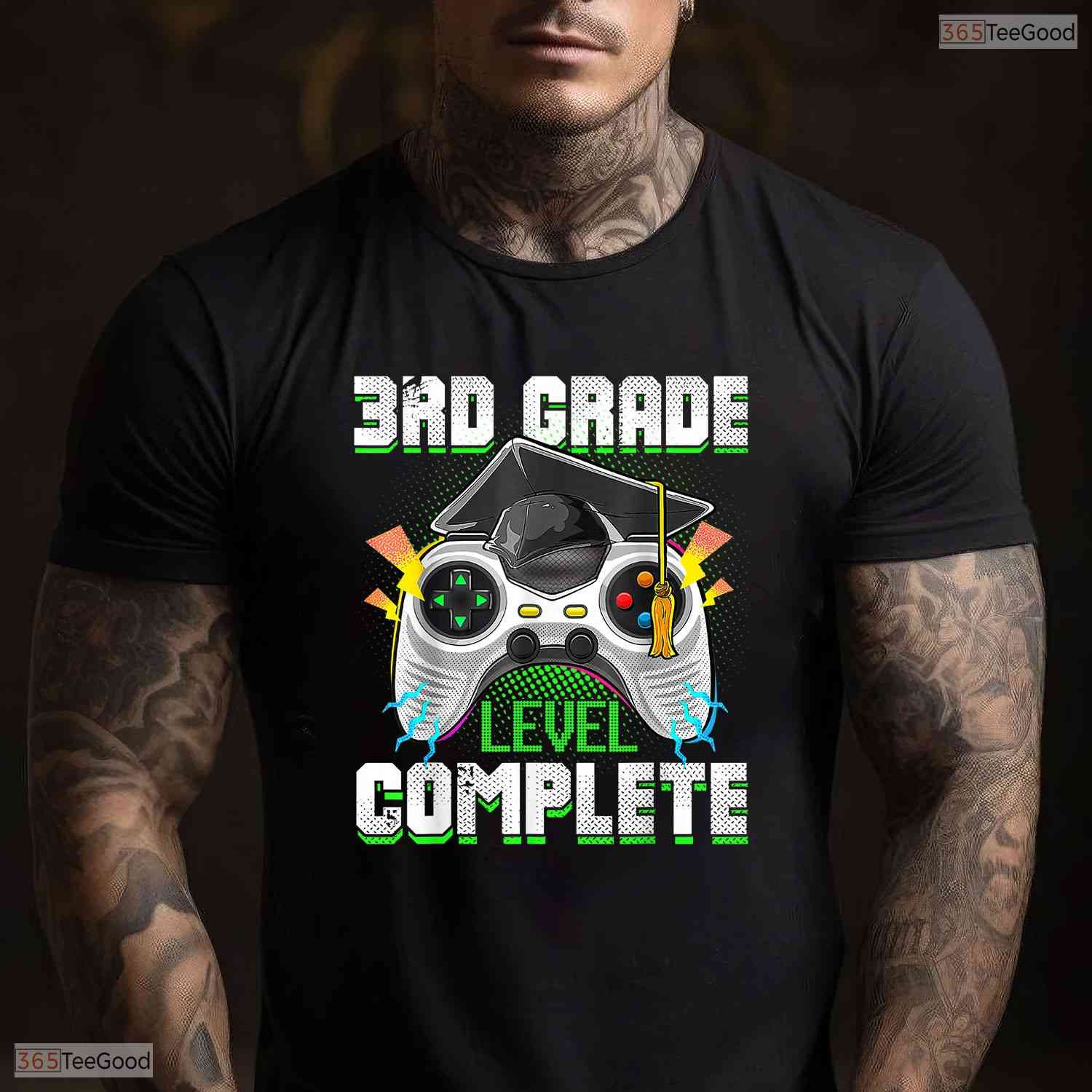 3rd Grade Level Complete Funny Third Grade Video Gamer Boys Graduation Party Shirt