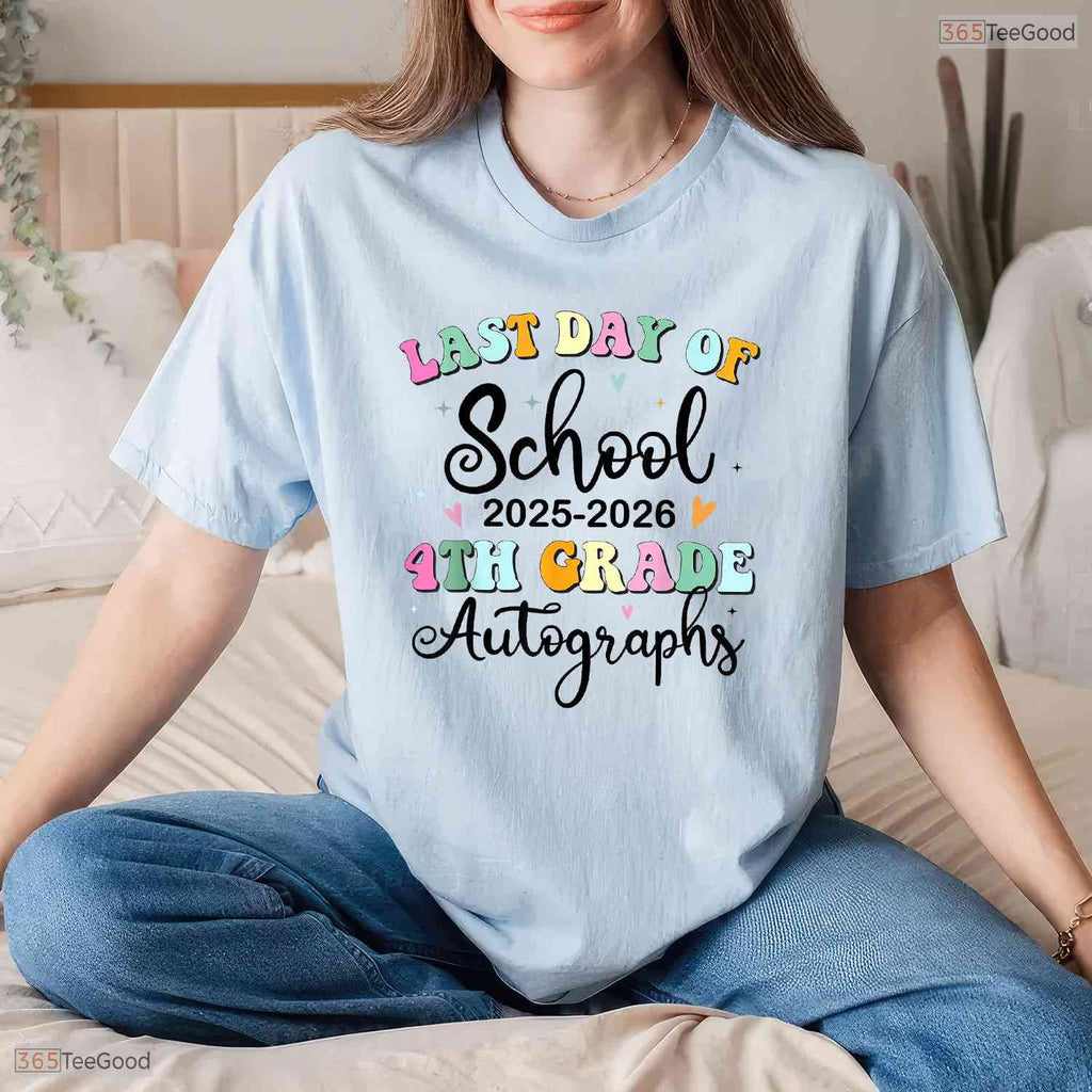 Last Day Of School Autograph 4th Grade Graduation Keepsake Boys Girls Shirt