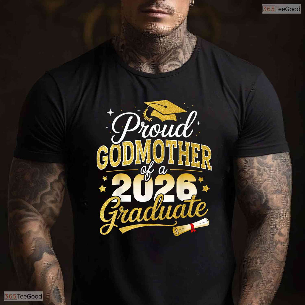 Proud Godmother Of Class Of 2026 Graduate High School Senior Ceremony Shirt