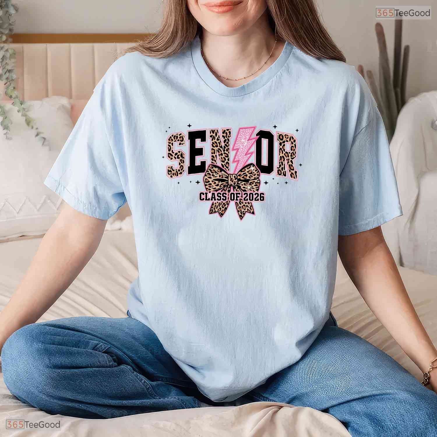 Senior Class Of 2026 Leopard Print Cute Graduation Apparel For Girls T-Shirt