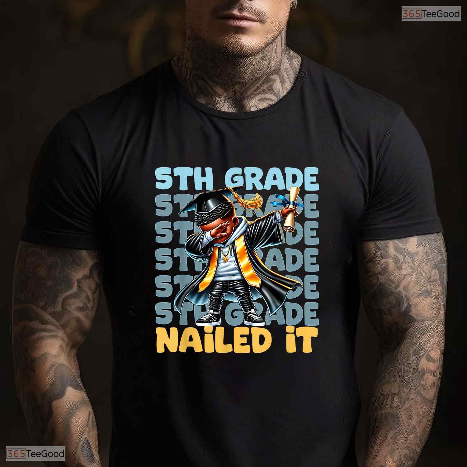 Dabbing Boy 5th Grade Nailed It Class Of 2025 Elementary Graduation T-Shirt