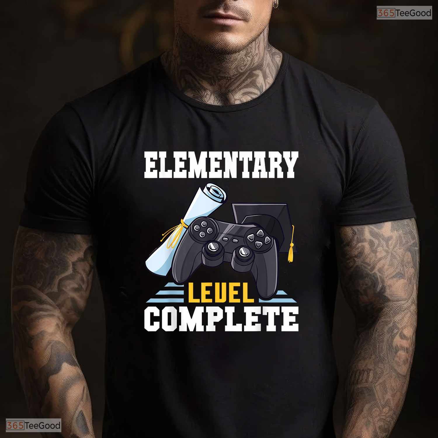 Elementary Level Complete Class Of 2025 Retro Gamer Kids Graduation T-Shirt