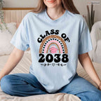Class Of 2038 Grow With Me Rainbow Back To School Kindergarten Graduation Shirt