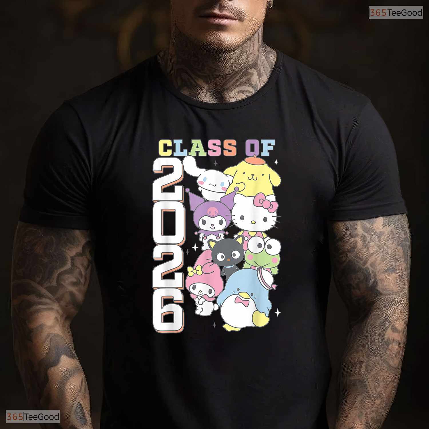 Cute Kawaii Kitty And Friends Class Of 2026 Colorful Graduation Celebration Shirt