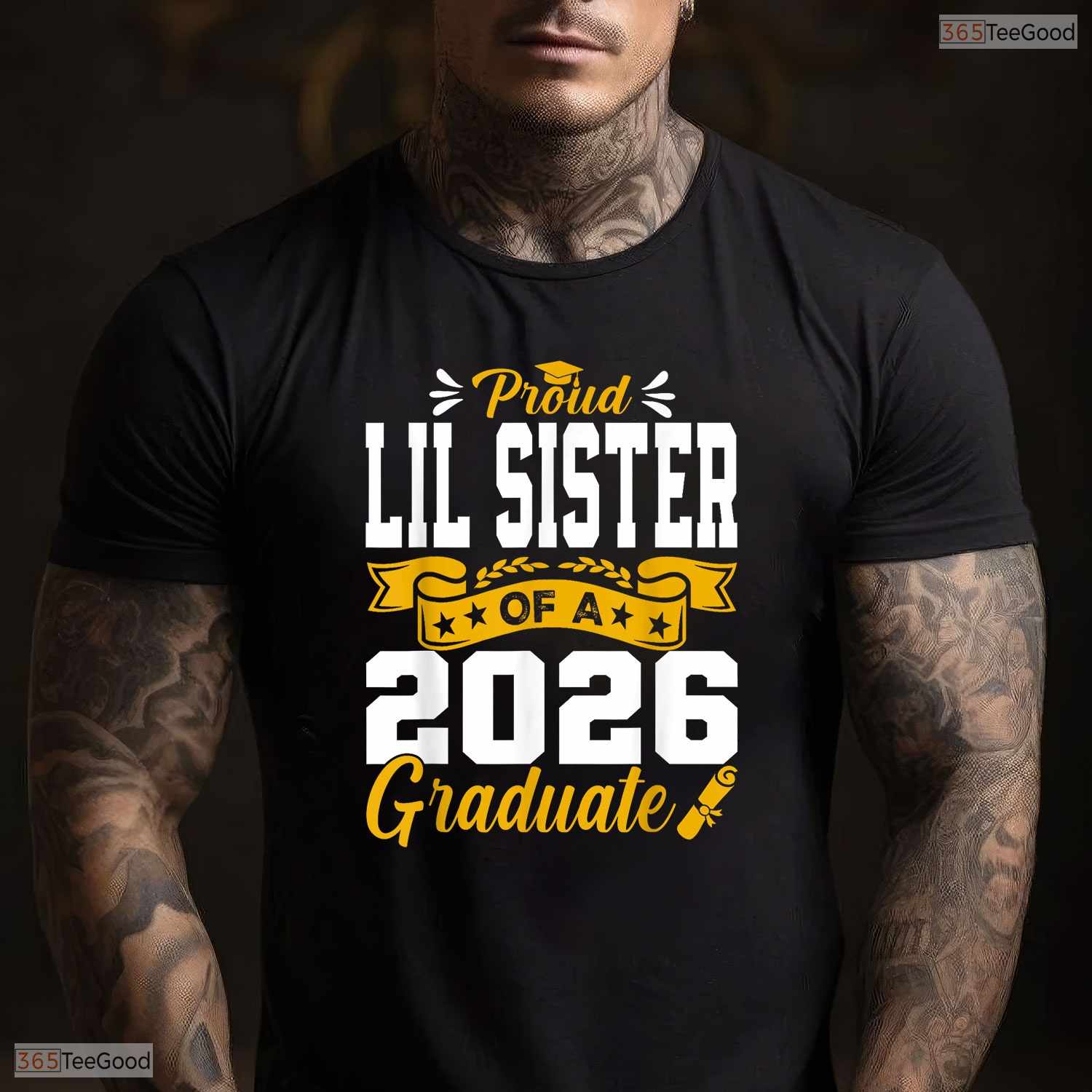 Proud Lil Sister Of A 2026 Graduate High School University Commemoration T-Shirt