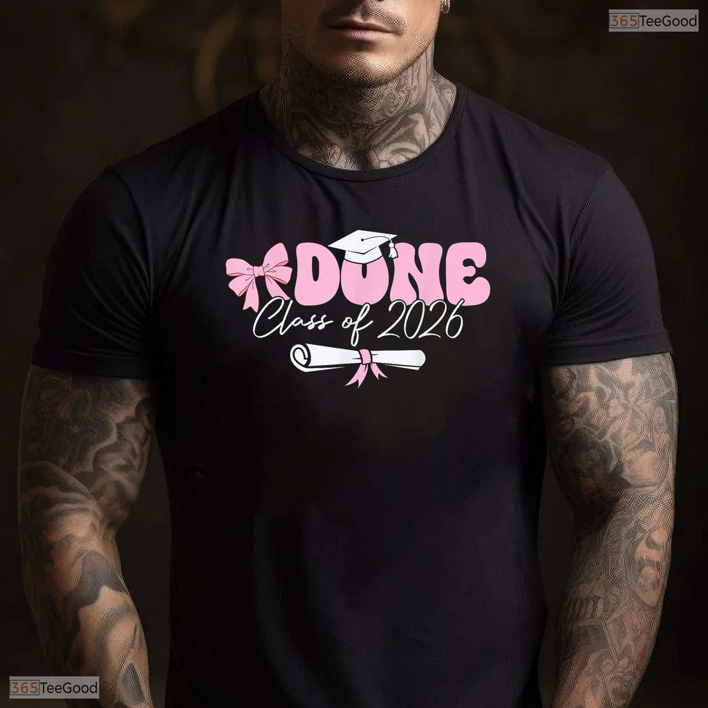 Cute Graduate Class of 2026 Done Graduation Coquette Bow Pink Trendy T-Shirt