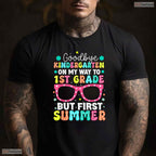 Goodbye Kindergarten Hello 1st Grade First Summer Break Kids Graduation T-Shirt