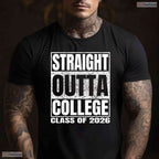 Retro Straight Outta College Funny Graduation Class 2026 University T-Shirt
