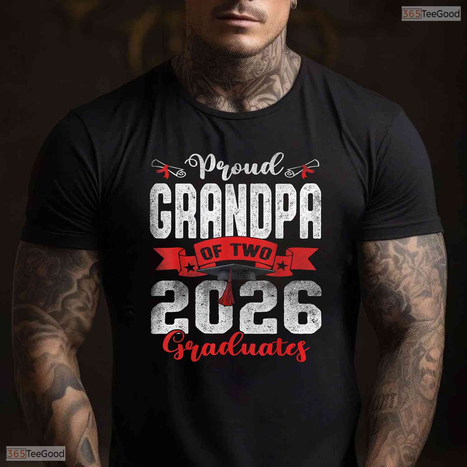 Proud Grandpa Of Two 2026 Graduates Twins High School Graduation Party T-Shirt