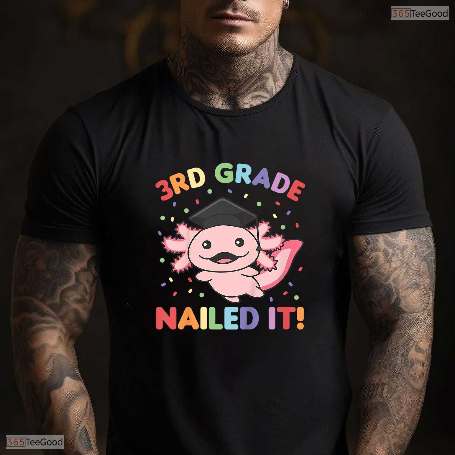 Cute Axolotl 3rd Grade Nailed It Elementary School Boys Girls Graduation Shirt