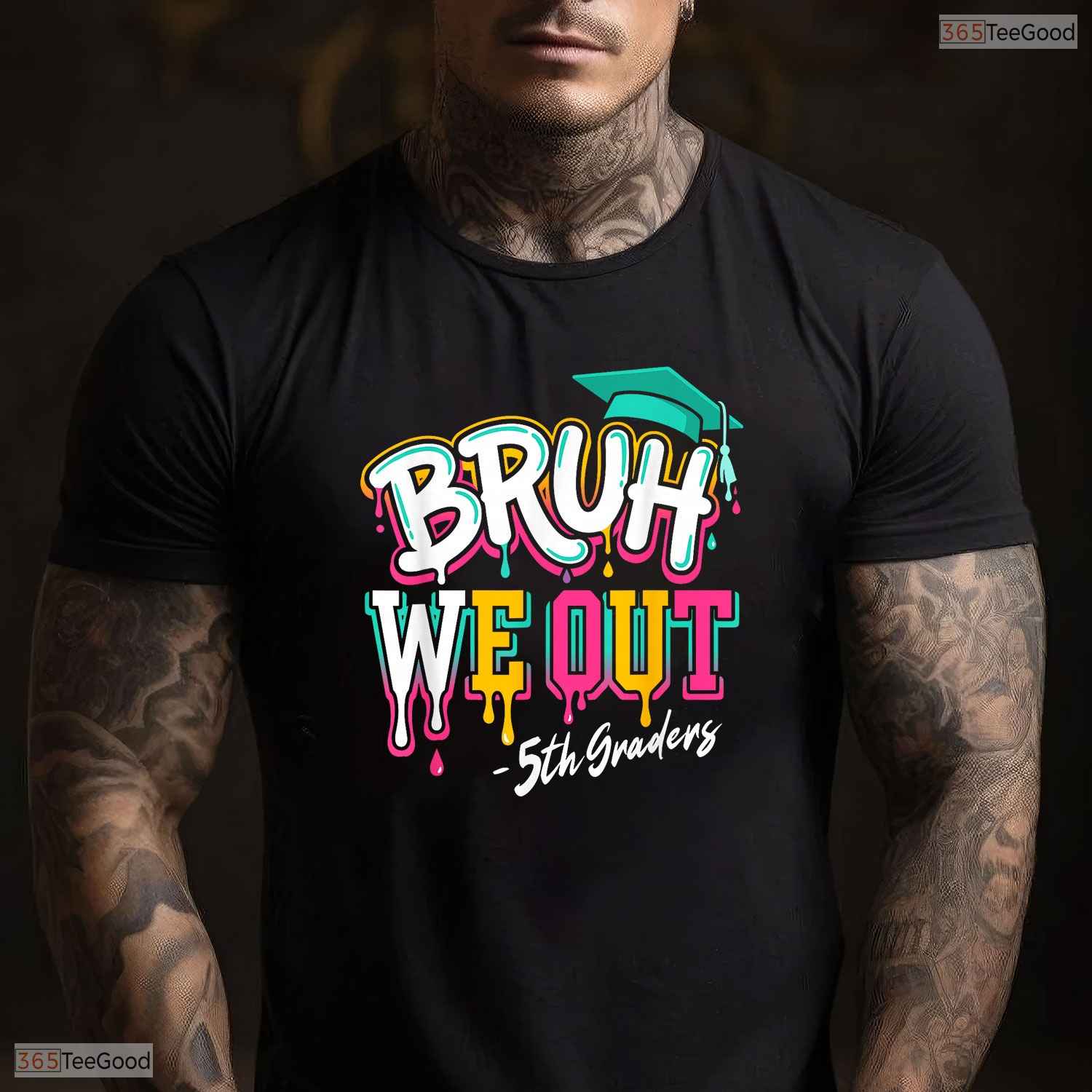 Bruh We Out 5th Grade Graduation Drip Lettering Cool Elementary Kids T-Shirt
