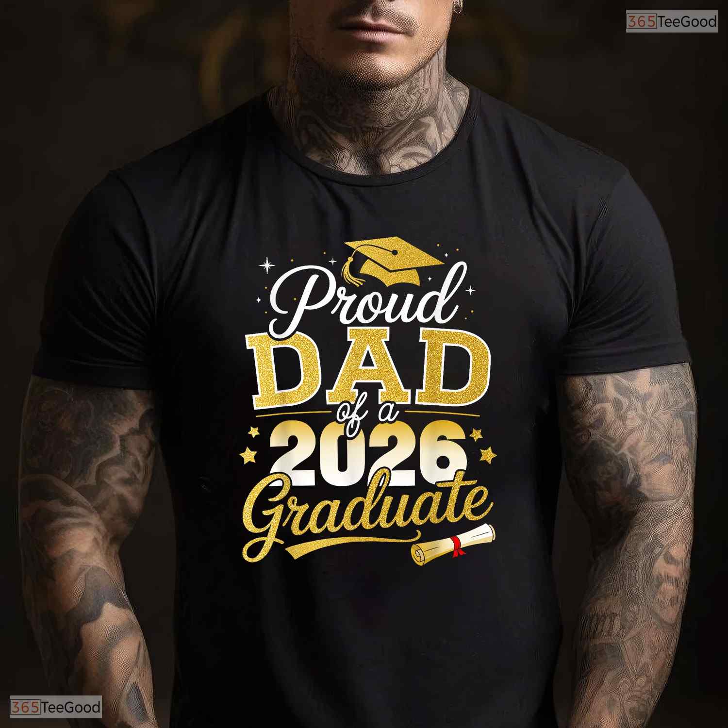 Proud Dad Of A Class Of 2026 Graduate High School University Ceremony T-Shirt
