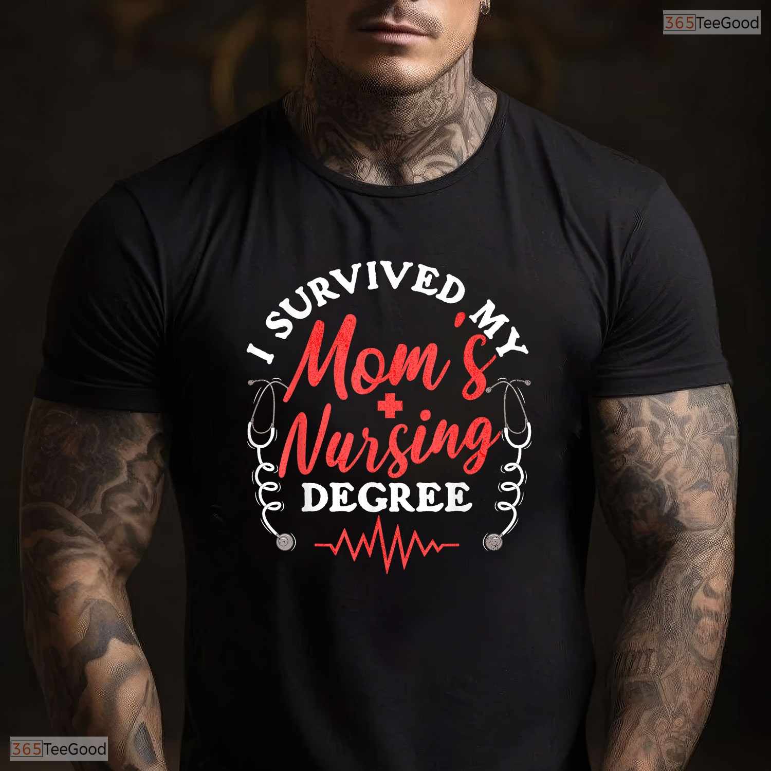I Survived My Moms Nursing Degree Funny Nursing School Kids Graduation T-Shirt