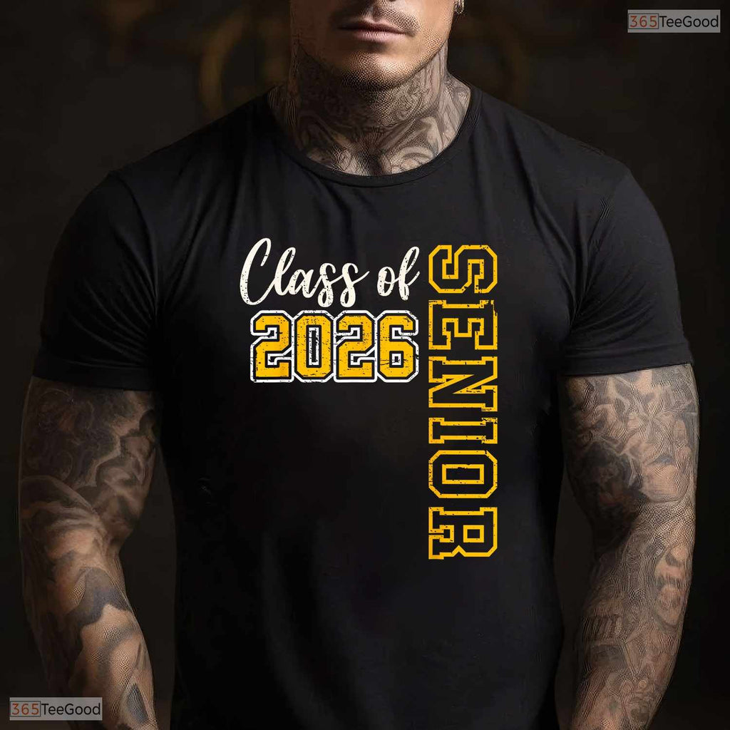 Class Of 2026 Senior High School Graduation Black And Gold Party T-Shirt
