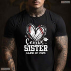 Senior Sister Class Of 2026 Baseball Heart Sports Family Graduation T-Shirt
