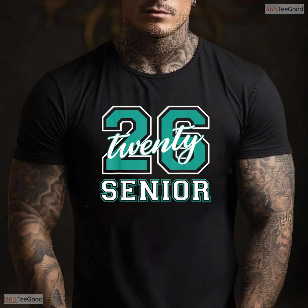 Class Of 2026 Senior Graduation Varsity Teal Letters High School T-Shirt
