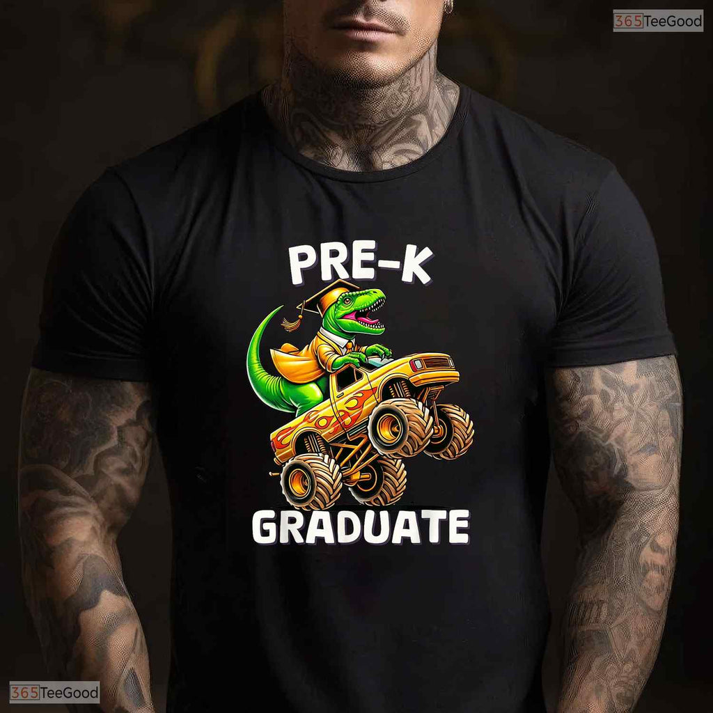 Pre-K Graduation Monster Truck Dinosaur Boys Kids Moving Up Ceremony Shirt