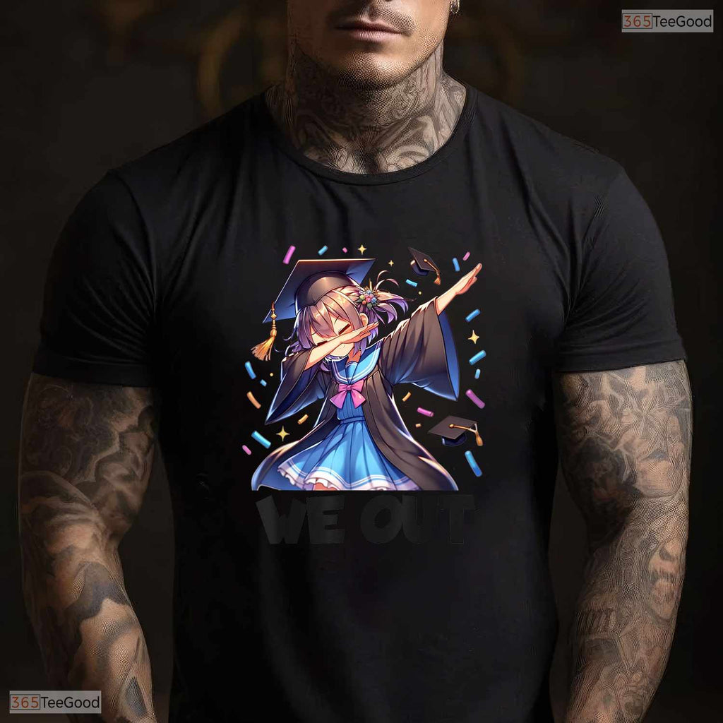 We Out Dabbing Anime Girl Graduate Funny High School Graduation Party Shirt
