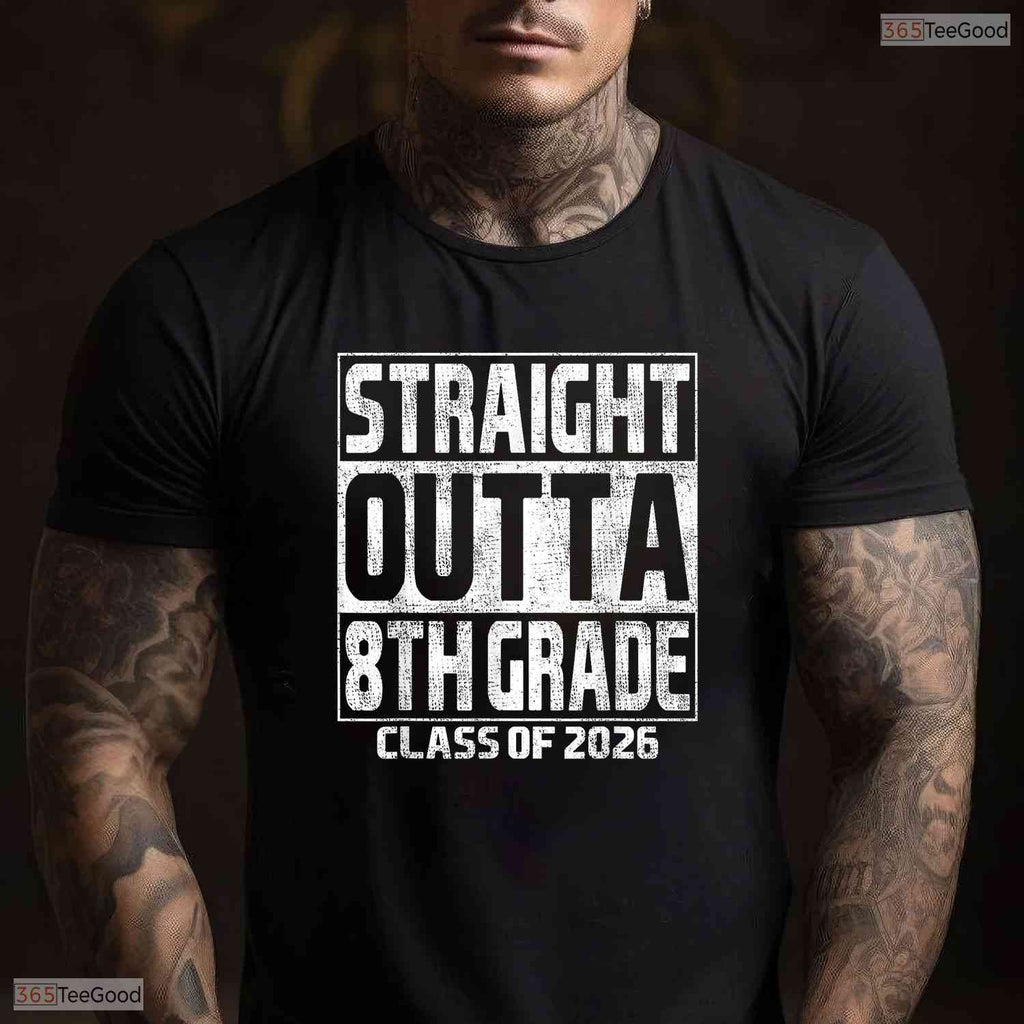 Straight Outta 8th Grade Graduation Class Of 2026 Middle School Transition T-Shirt