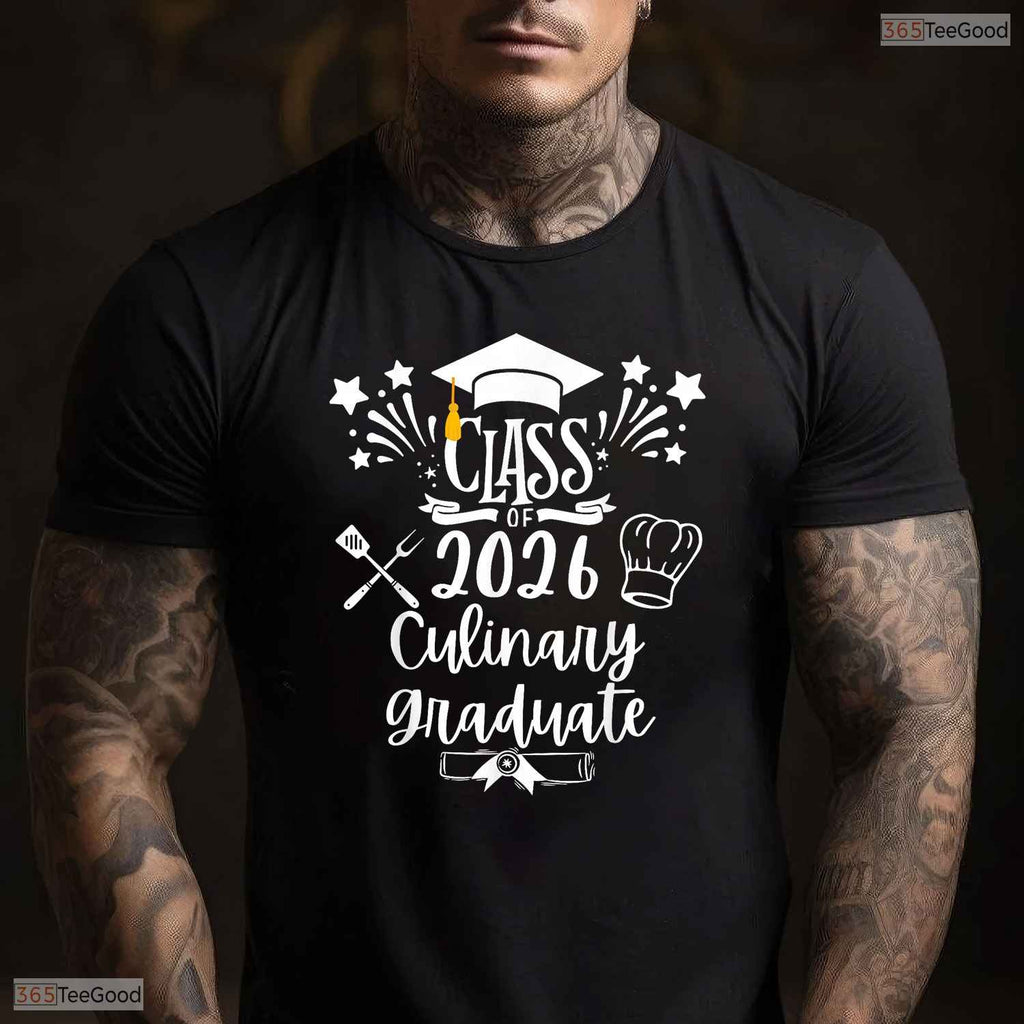 Class Of 2026 Culinary Arts Graduate Funny Food Cuisine Chef Graduation T-Shirt
