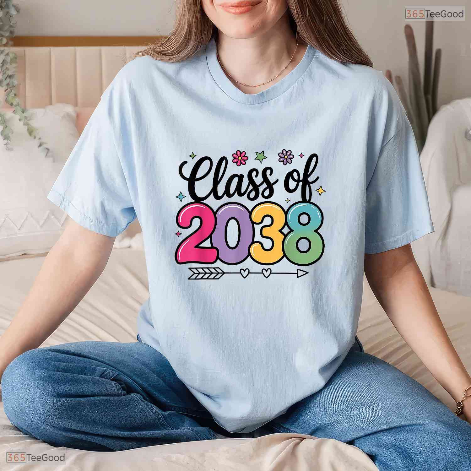 Class Of 2038 Grow With Me Back To School Memory Keepsake Youth Graduation Shirt