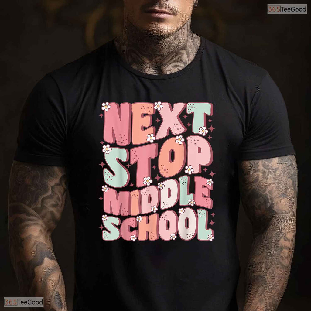Next Stop Middle School Groovy Elementary School Graduation Transition Youth T-Shirt